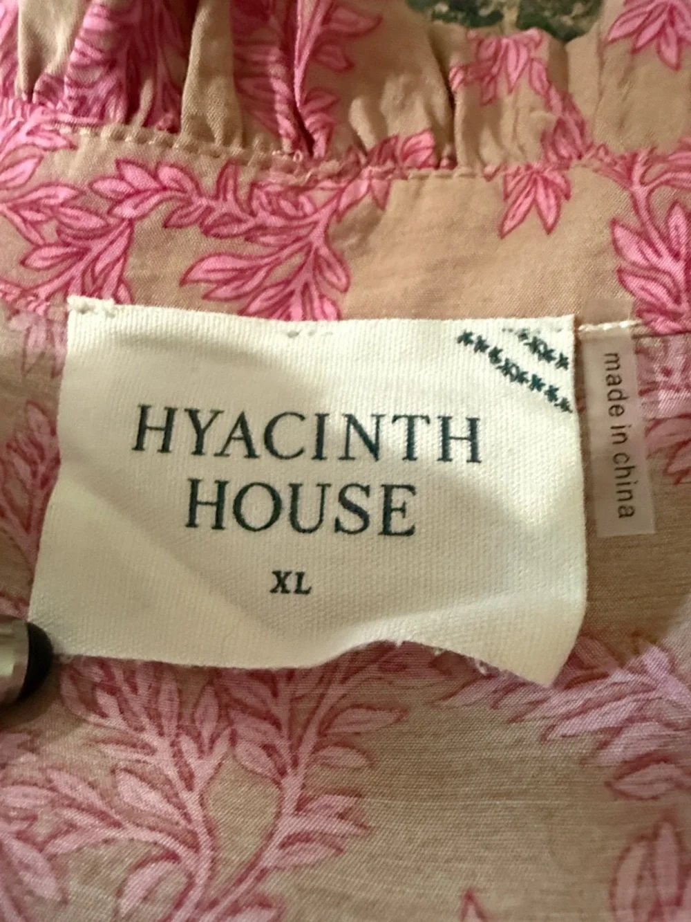 Tuckernuck Hyacinth House Tan & Pink Vines Bennett Maxi Dress Cottagecore XL - Picture 4 of 7